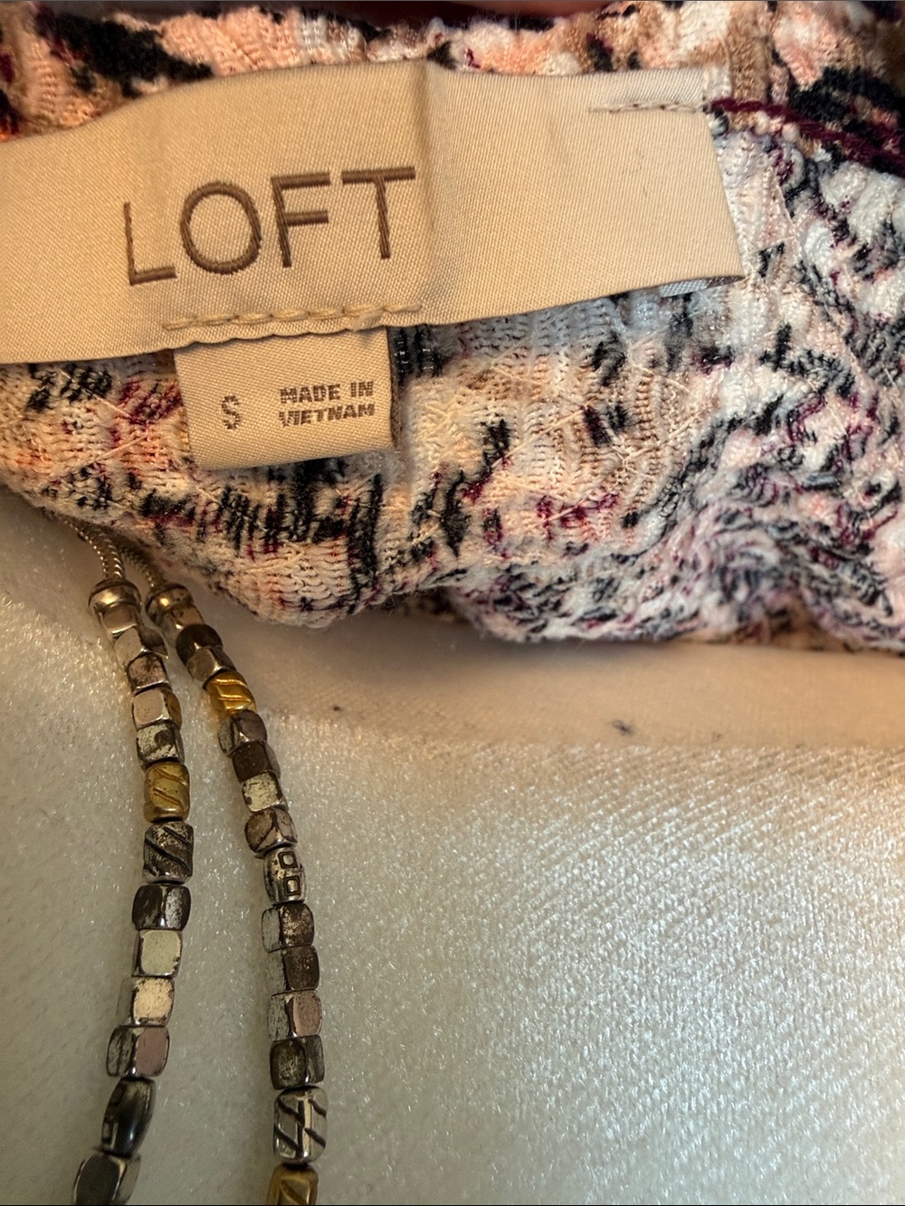 LOFT Pink Black Multi-Print Scoop Neck Long Sleeve Top - Picture 6 of 6